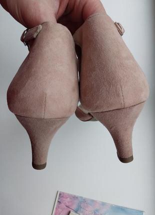 Жіночі шкіряні босоножки footglove uk 7,5, 40р., пудрові, на широкі стопи, замша4 фото