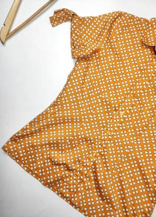 Сорочка жіноча помаранчевого кольору в білий горох з короткими рукавами від бренду more more xs2 фото