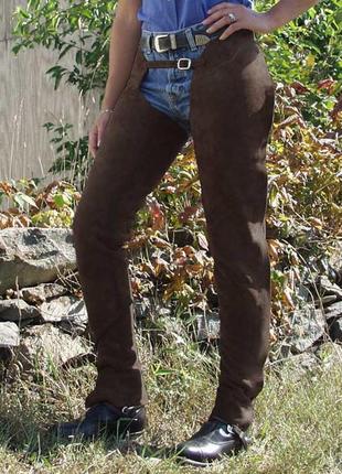 Замшеві ковбойські байкерські штани чапси1 фото