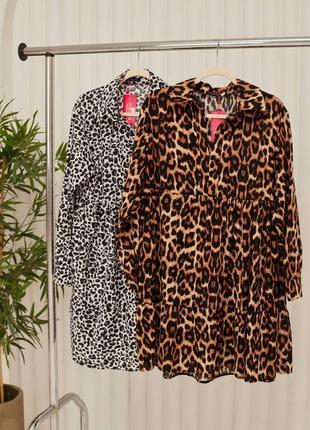 Ідеальна коротка леопардова сукня міні вільного крою а силует трапеція8 фото