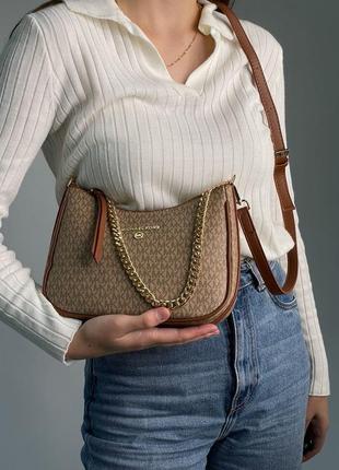 Сумка michael kors jet set charm small logo pochette cream