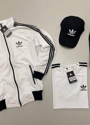 Adidas біло-чорний кофта-штани-футболка-кепка