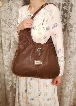 Бесподобная кожаная сумка декор плетение nikova красивого коричневого цвета10 фото