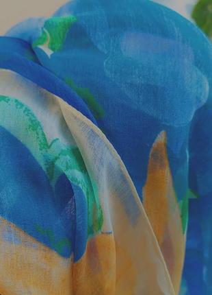 Винтажный бежевый платок в цветочный принт (84 см на 90 см)4 фото