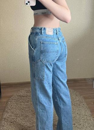 Голубые джинсы wide leg pull&bear4 фото