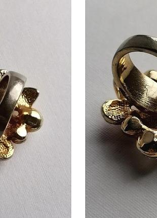 Коктейльное кольцо винтаж клуазоне перстень с цветочным фрагментом перегородчатая эмаль кристаллы3 фото