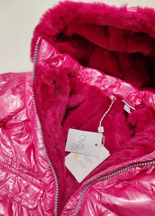 Куртка демисезонная детская розовая на меховой подкладке для девочки 80 см ovs fagottino2 фото