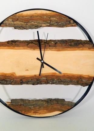 Часы настенные деревянные - 42 см диаметр | дерево и металл, тихий ход