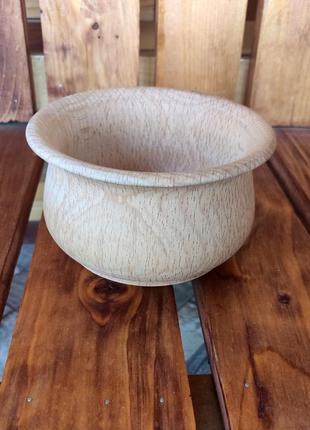 Горщик-тарілка дерев'яна для кухні 15 х 6 см