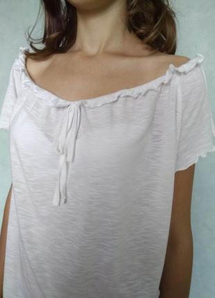 Романтическая свободная укороченная белая футболка primark/блуза с рюшами /xl5 фото