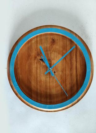 Годинник настінний дерев'яний - 35 см діаметр | дерево і метал, тихий хід
