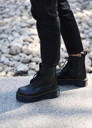 Dr. martens jadon black женские ботинки мартинс черный цвет кожа (36-40)💜5 фото