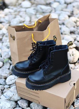 Dr. martens jadon black женские ботинки мартинс черный цвет кожа (36-40)💜9 фото