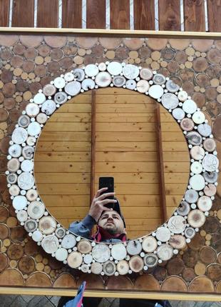 Дзеркало настінне велике дерев'яна яні 54см діаметр виготовляємо будь-які розміри під замовлення