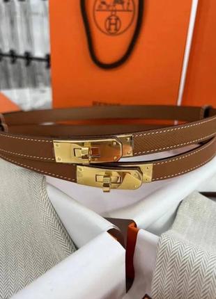 Ремінь пояс hermès ерме коричневий фурнітура срібло золото