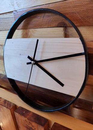 Годинник настінний дерев'яний - 25 см діаметр | дерево і метал, тихий хід2 фото
