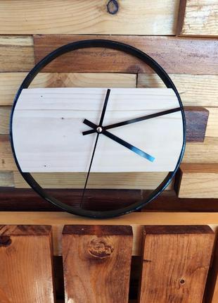 Годинник настінний дерев'яний - 25 см діаметр | дерево і метал, тихий хід