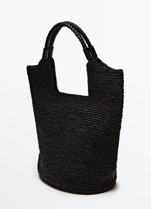 Сумка shopper из рафии с кожаным ремешком5 фото