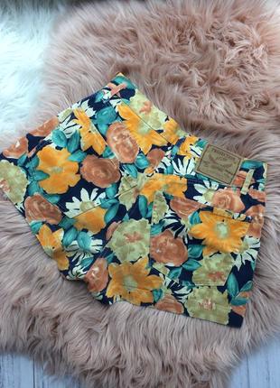 Кольорові літні шорти на високій талії в квіти принт квіти4 фото