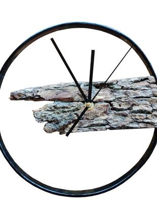 Годинник настінний дерев'яний - 25 см діаметр | дерево і метал, тихий хід