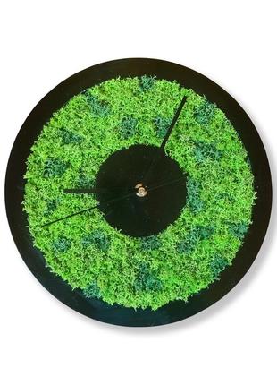 Годинник з стабілізованим мохом  - 30 см діаметр | тихий хід1 фото