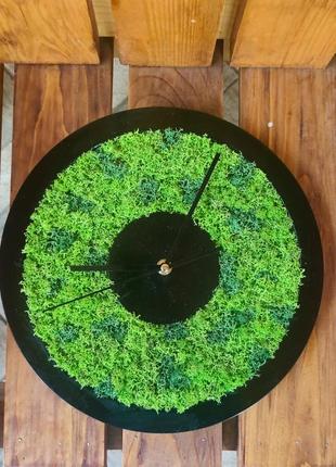 Годинник з стабілізованим мохом  - 30 см діаметр | тихий хід3 фото