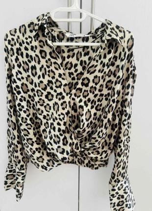 Леопардовий принт блузка zara2 фото