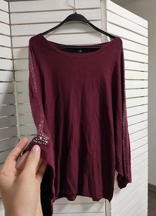 Кофта 48 l 50 xl  розмір бордова жіноча фасон кажан  підійде для вагітних вільна next якісна