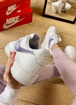Nike air force 1 white & purple  🆕 женские кроссовки найк аир форс 🆕 белые5 фото