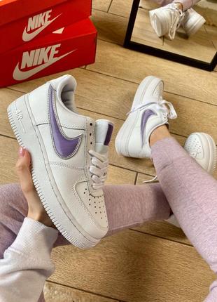 Nike air force 1 white & purple  🆕 женские кроссовки найк аир форс 🆕 белые2 фото