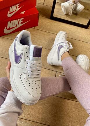 Nike air force 1 white & purple  🆕 женские кроссовки найк аир форс 🆕 белые3 фото