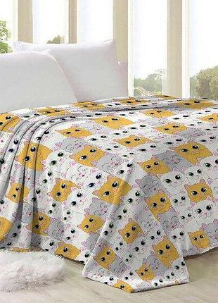 Плед покрывало из флиса коты полуторный 160х210 см