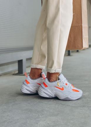 Nike m2k tekno white/orange 🆕 жіночі кросівки найк текно 🆕 білі/помаранчеві