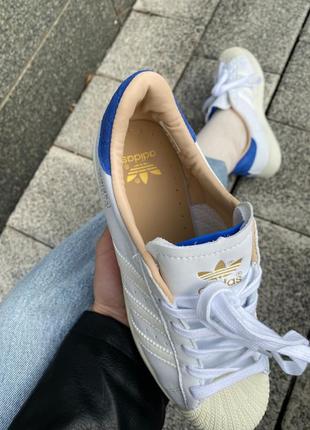 Новинка 🔥 кеди adidas superstar white/blue9 фото