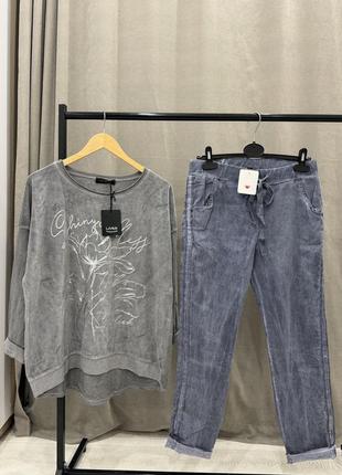 Жіночий костюм штани джинс котон та вільна кофта