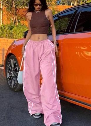 Штани карго жіночі барбі оверсайз на високій посадці якісний стильні трендові