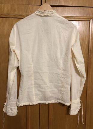 Хлопковая блуза цвета ванили, длинный рукав на завязке , promod , индия5 фото