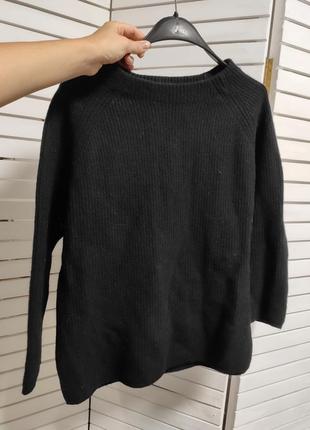 Черный теплый свитер женский 46 48 размер базовый джемпер шерстяной зимний осенний3 фото