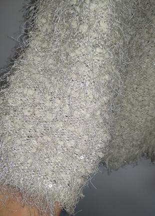 Теплий светр травка з пайєтками 18-20/54-56 розміру4 фото