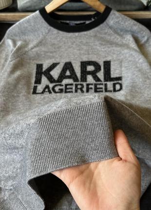 Жіночий світлий сірий теплий вовняний джемпер светр karl lagerfeld оригінал вовна розмір s6 фото