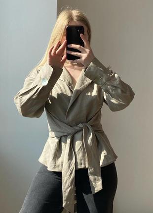 Лляна блуза zara з натуральними ґудзиками1 фото