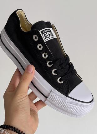 Жіночі високі кеди конверс converse all star low platform black / жіноче демісезонне взуття на весну, літо та осінь конверси чорні