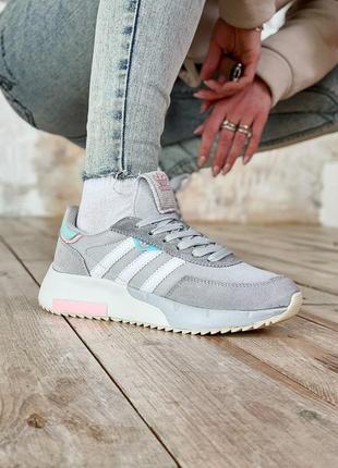 Классные женские кроссовки adidas retropy f2 grey серые