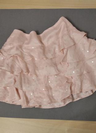 Спідничка кремово рожевого кольору в пайєтки міні спідниця юбка