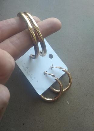 Золотые серьги кольца диам 4,5 см