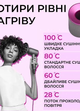 Фен-стайлер для волосся 6 в 1 magic hair supersonic premium 5 насадок, фіолетовий6 фото