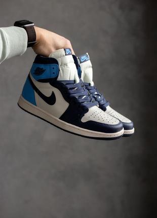 Мужские кроссовки air jordan retro 1 high og “obsidian unc”8 фото