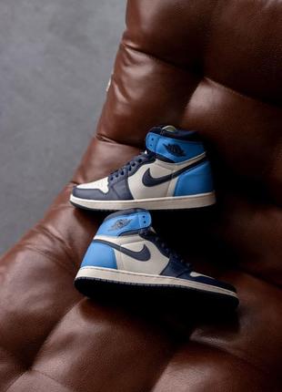 Мужские кроссовки air jordan retro 1 high og “obsidian unc”4 фото