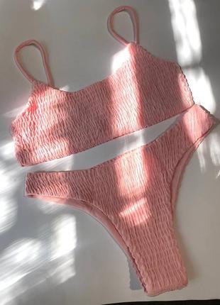 Раздельный купальник жатка. купальник топ и плавки из жатки. трендовый купальник