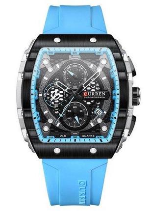 Мужские кварцевые наручные часы с хронографом curren 8442 light-blue